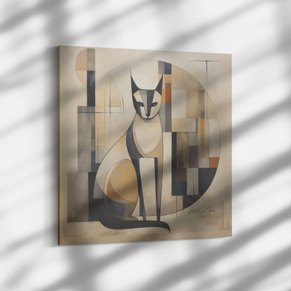 teelaunch Mid Century Modern Cat Abstract Bauhaus Canvas Wall Art Wall Art 8x8 / 1.25 139060