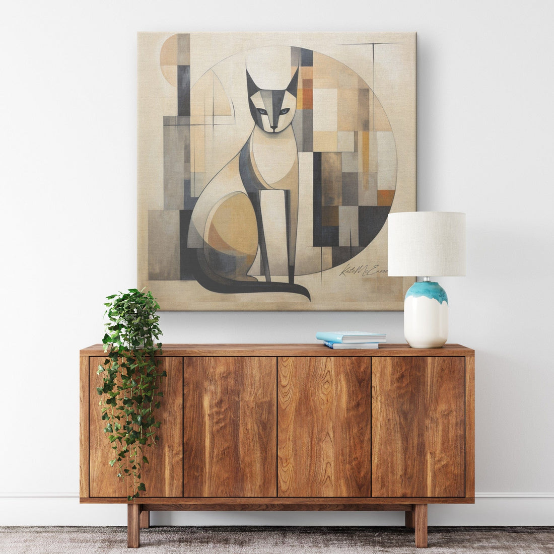 Kate McEnroe New York Mid Century Modern Cat Abstract Bauhaus Canvas Wall Art - 12078823Canvas Wall Art139002