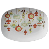 Kate McEnroe New York Mid Century Modern Christmas Ornaments Platter Sage Green Rust Holiday DinnerwareServing PlattersMCP - SGR - 002