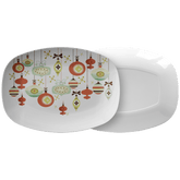 Kate McEnroe New York Mid Century Modern Christmas Ornaments Platter Sage Green Rust Holiday DinnerwareServing PlattersMCP - SGR - 002