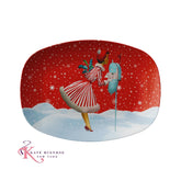 Kate McEnroe New York Mid Century Modern Christmas Platter, Retro Vintage 50s Kitsch Holiday DinnerwareServing PlattersPLT - 50X