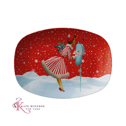 Kate McEnroe New York Mid Century Modern Christmas Platter, Retro Vintage 50s Kitsch Holiday DinnerwareServing PlattersPLT - 50X