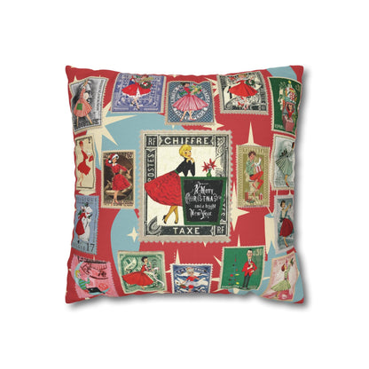 Kate McEnroe New York Mid Century Modern Christmas Stamp Throw Pillow Cover, Retro Atomic Starburst Holiday AccentThrow Pillow Covers20773061352832396729