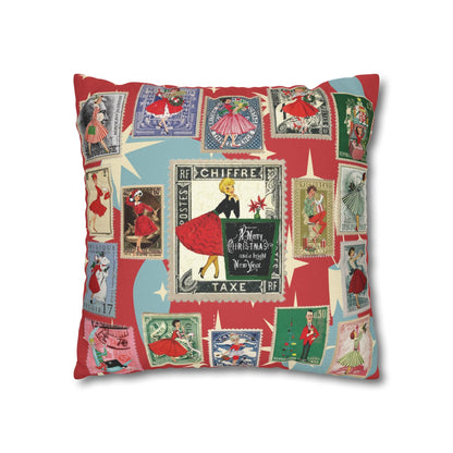 Kate McEnroe New York Mid Century Modern Christmas Stamp Throw Pillow Cover, Retro Atomic Starburst Holiday AccentThrow Pillow Covers25817573110993679974