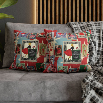 Kate McEnroe New York Mid Century Modern Christmas Stamp Throw Pillow Cover, Retro Atomic Starburst Holiday AccentThrow Pillow Covers25817573110993679974