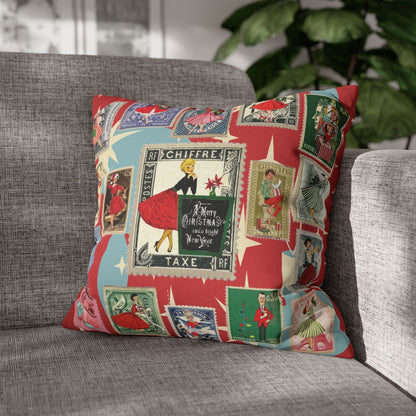 Kate McEnroe New York Mid Century Modern Christmas Stamp Throw Pillow Cover, Retro Atomic Starburst Holiday AccentThrow Pillow Covers25817573110993679974