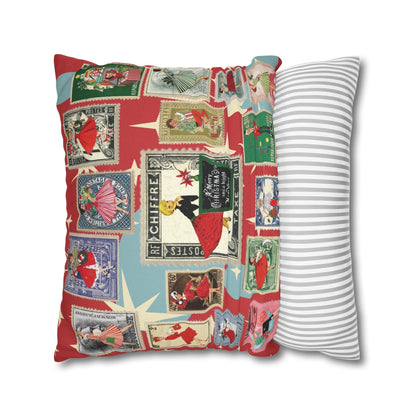 Kate McEnroe New York Mid Century Modern Christmas Stamp Throw Pillow Cover, Retro Atomic Starburst Holiday AccentThrow Pillow Covers25817573110993679974