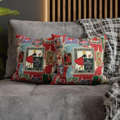 Kate McEnroe New York Mid Century Modern Christmas Stamp Throw Pillow Cover, Retro Atomic Starburst Holiday AccentThrow Pillow Covers25817573110993679974