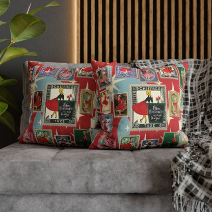 Kate McEnroe New York Mid Century Modern Christmas Stamp Throw Pillow Cover, Retro Atomic Starburst Holiday AccentThrow Pillow Covers25817573110993679974