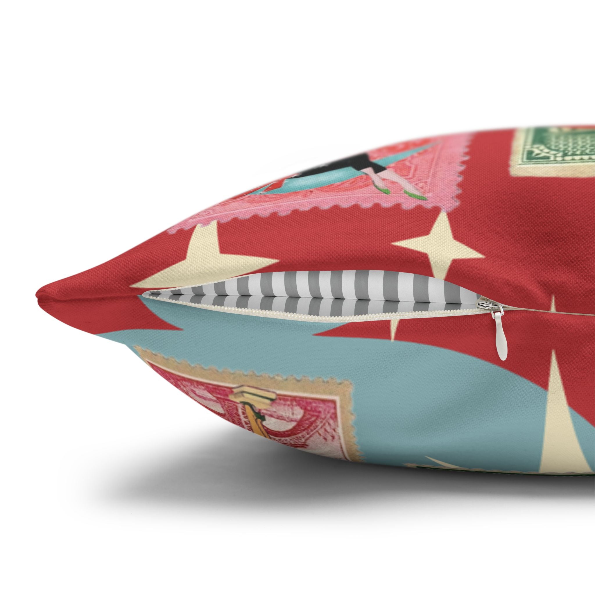 Kate McEnroe New York Mid Century Modern Christmas Stamp Throw Pillow Cover, Retro Atomic Starburst Holiday AccentThrow Pillow Covers25817573110993679974