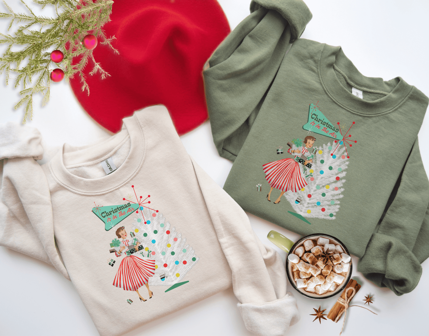 Kate McEnroe New York Mid Century Modern Christmas Sweatshirt, Retro 50s Holiday PulloverSweatshirts22197930641241331491