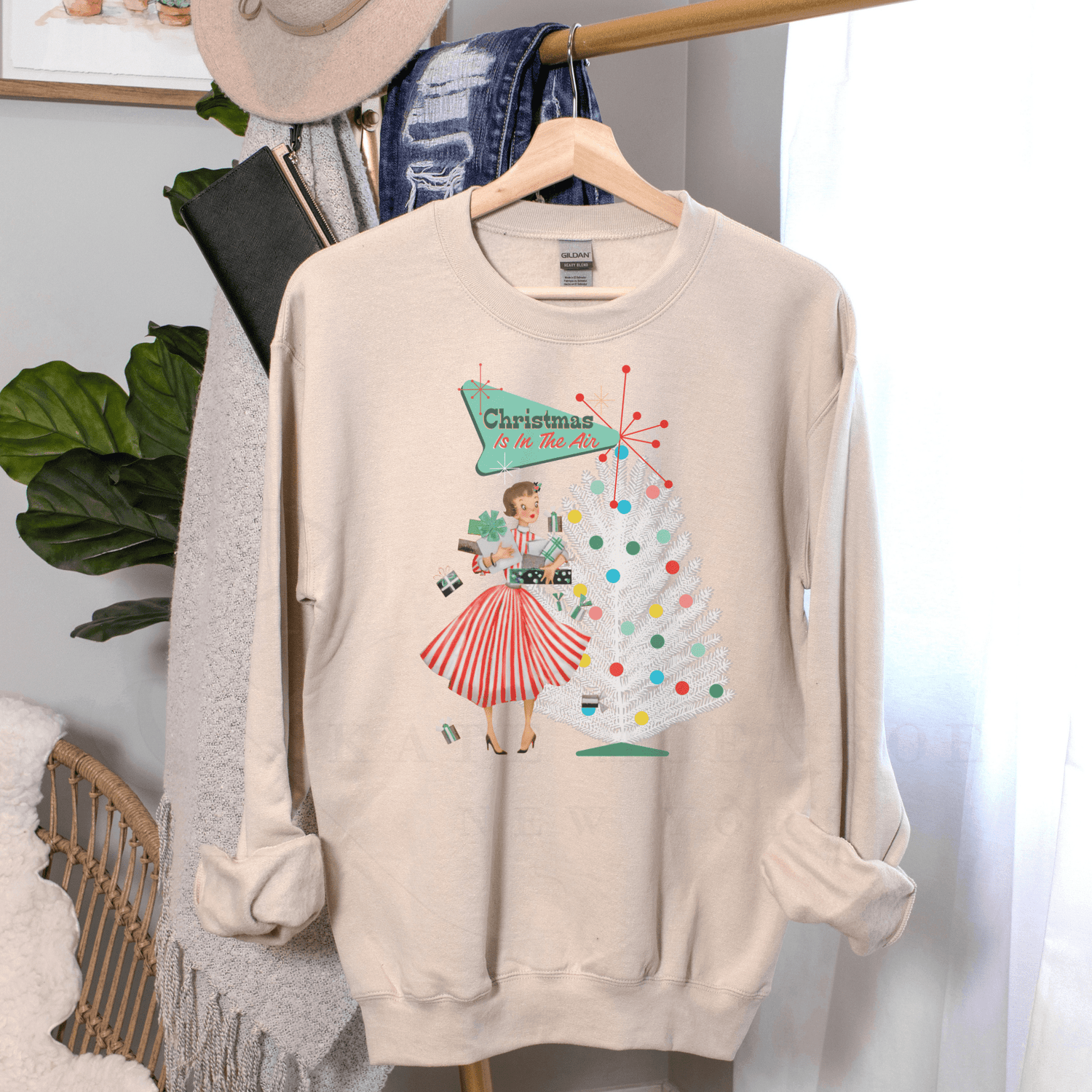 Kate McEnroe New York Mid Century Modern Christmas Sweatshirt, Retro 50s Holiday PulloverSweatshirts27447311449940276654