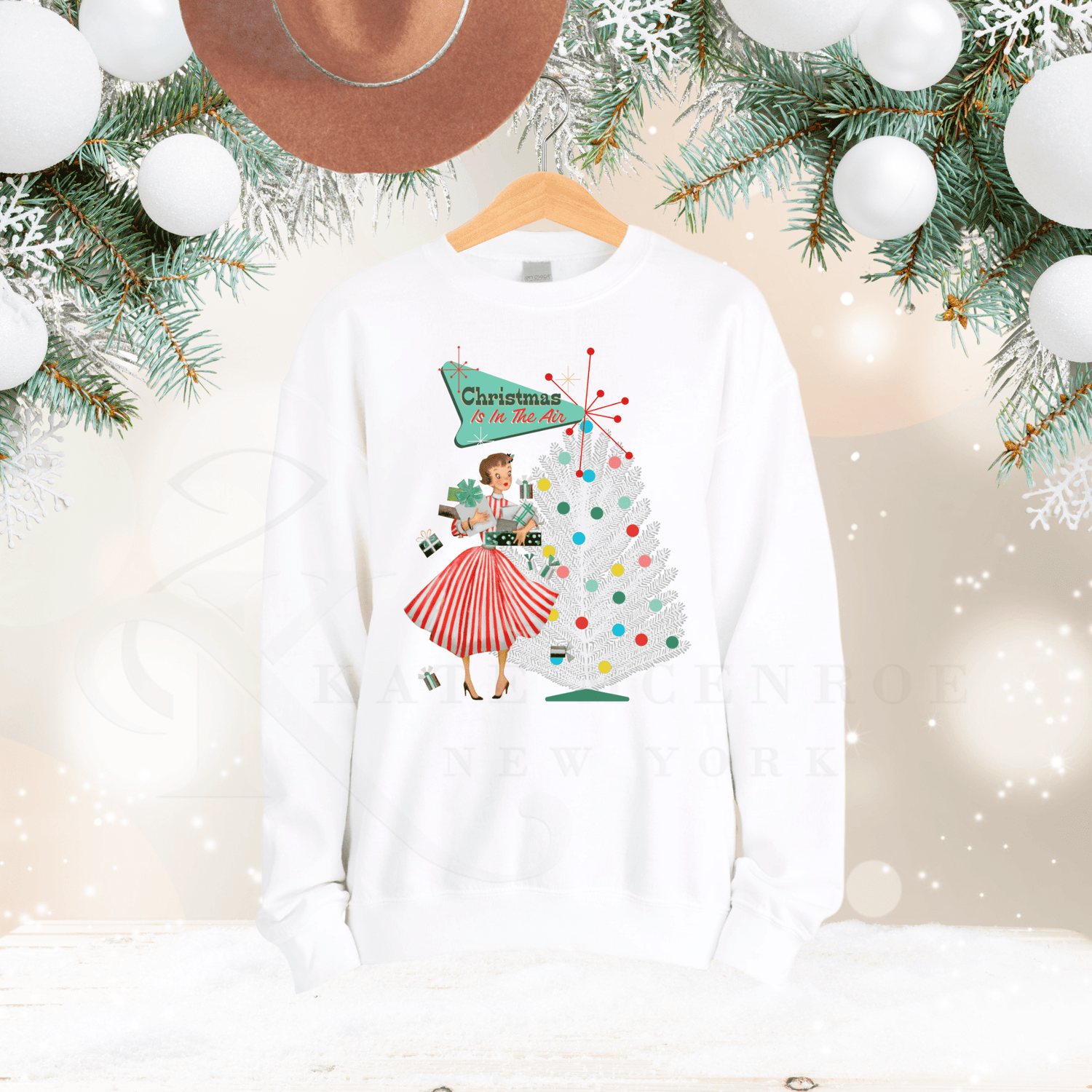 Kate McEnroe New York Mid Century Modern Christmas Sweatshirt, Retro 50s Holiday PulloverSweatshirts27447311449940276654