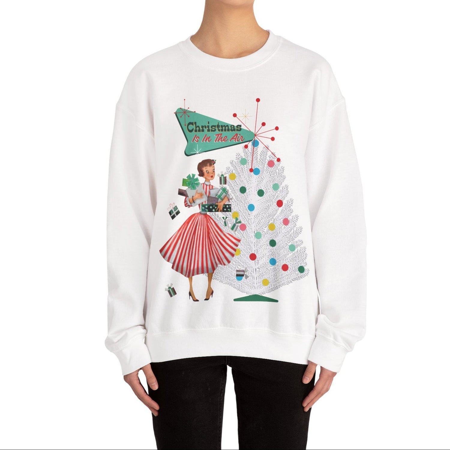 Kate McEnroe New York Mid Century Modern Christmas Sweatshirt, Retro 50s Holiday PulloverSweatshirts27925235842678332733