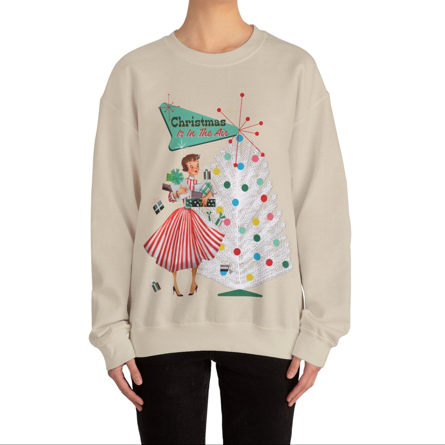 Kate McEnroe New York Mid Century Modern Christmas Sweatshirt, Retro 50s Holiday PulloverSweatshirts27925235842678332733