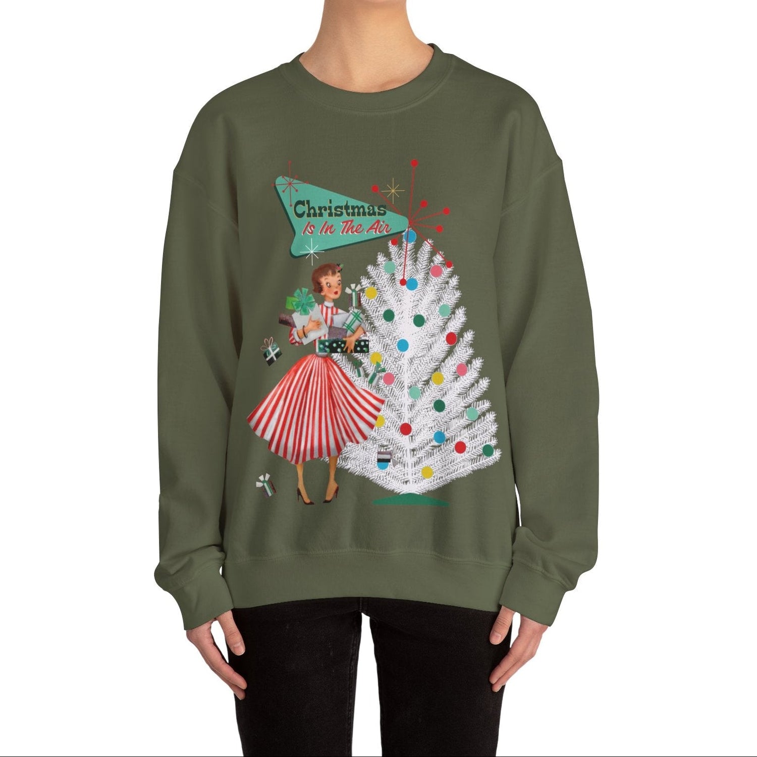 Kate McEnroe New York Mid Century Modern Christmas Sweatshirt, Retro 50s Holiday PulloverSweatshirts27925235842678332733