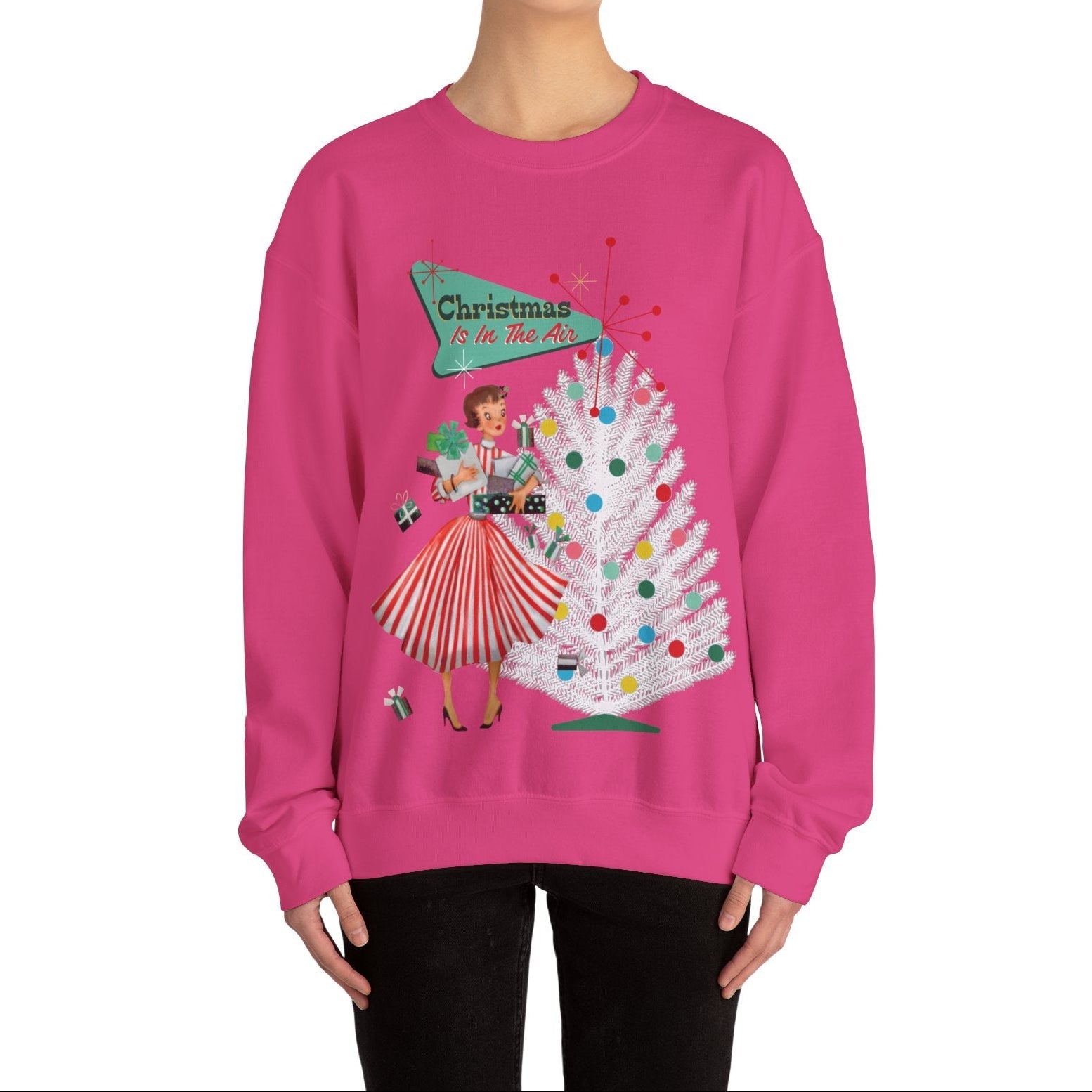 Kate McEnroe New York Mid Century Modern Christmas Sweatshirt, Retro 50s Holiday PulloverSweatshirts27925235842678332733