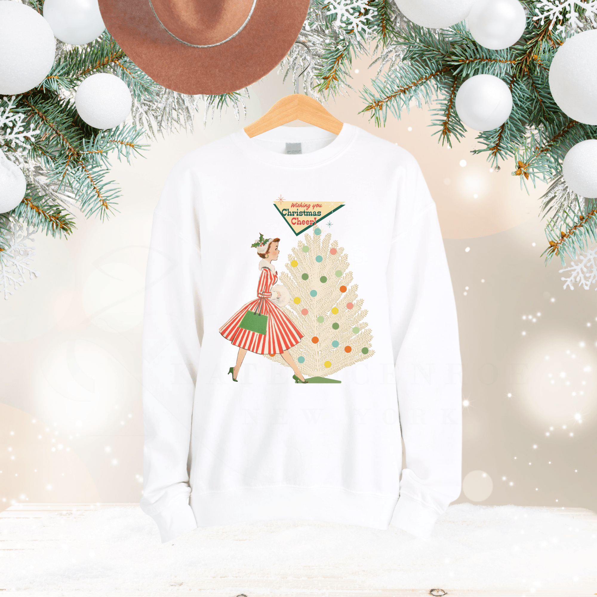 Kate McEnroe New York Mid Century Modern Christmas Sweatshirt, Retro Vintage Kitsch Holiday CrewneckSweatshirts12700969002572605931