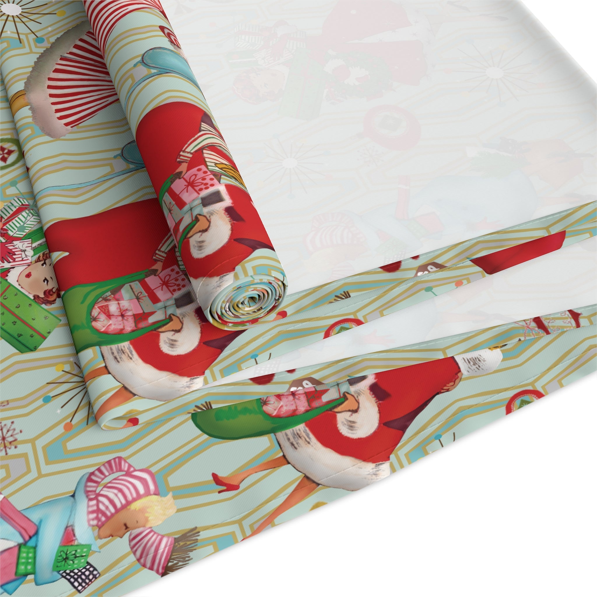 Kate McEnroe New York Mid Century Modern Christmas Table Runner, Retro Vintage 50s Holiday Dining LinenTable Runners28558370715194370352