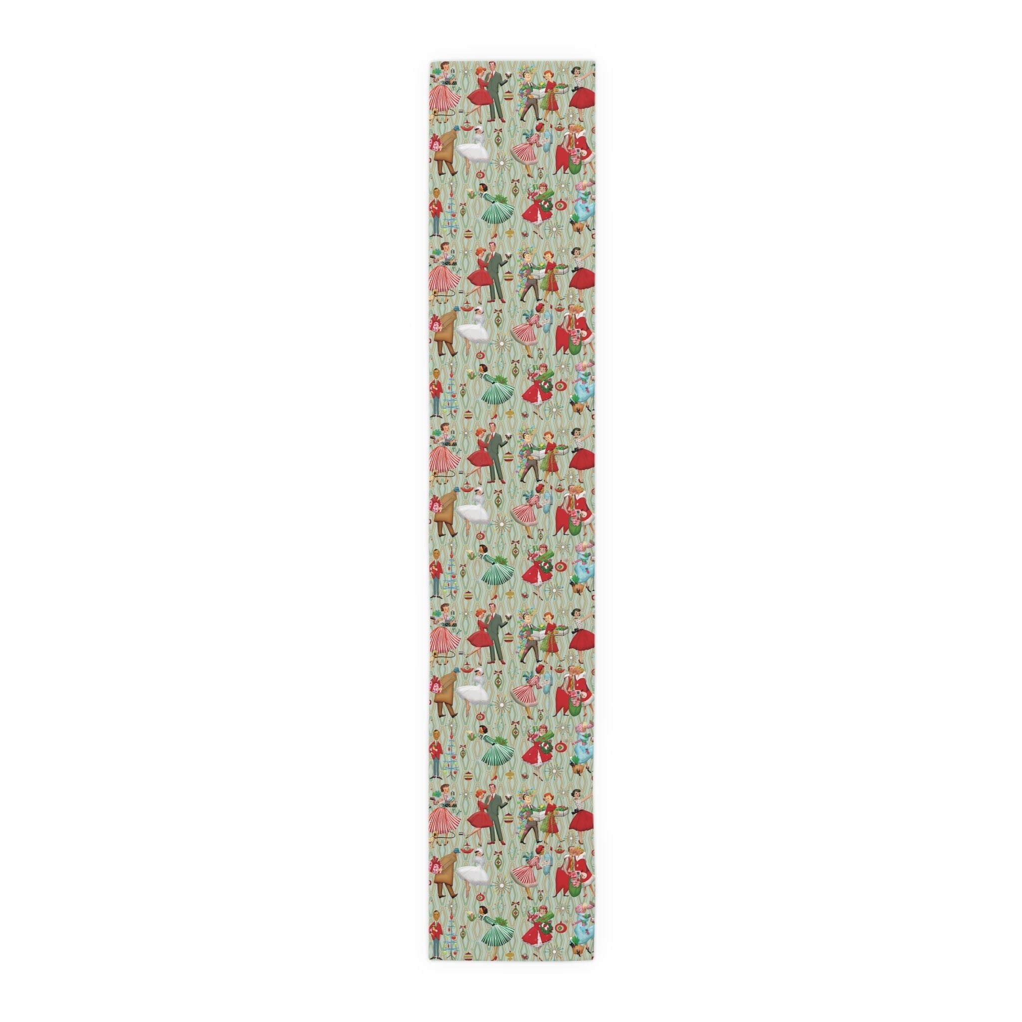 Kate McEnroe New York Mid Century Modern Christmas Table Runner, Retro Vintage 50s Holiday Dining LinenTable Runners28558370715194370352