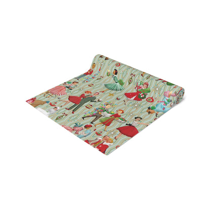 Kate McEnroe New York Mid Century Modern Christmas Table Runner, Retro Vintage 50s Holiday Dining LinenTable Runners28558370715194370352