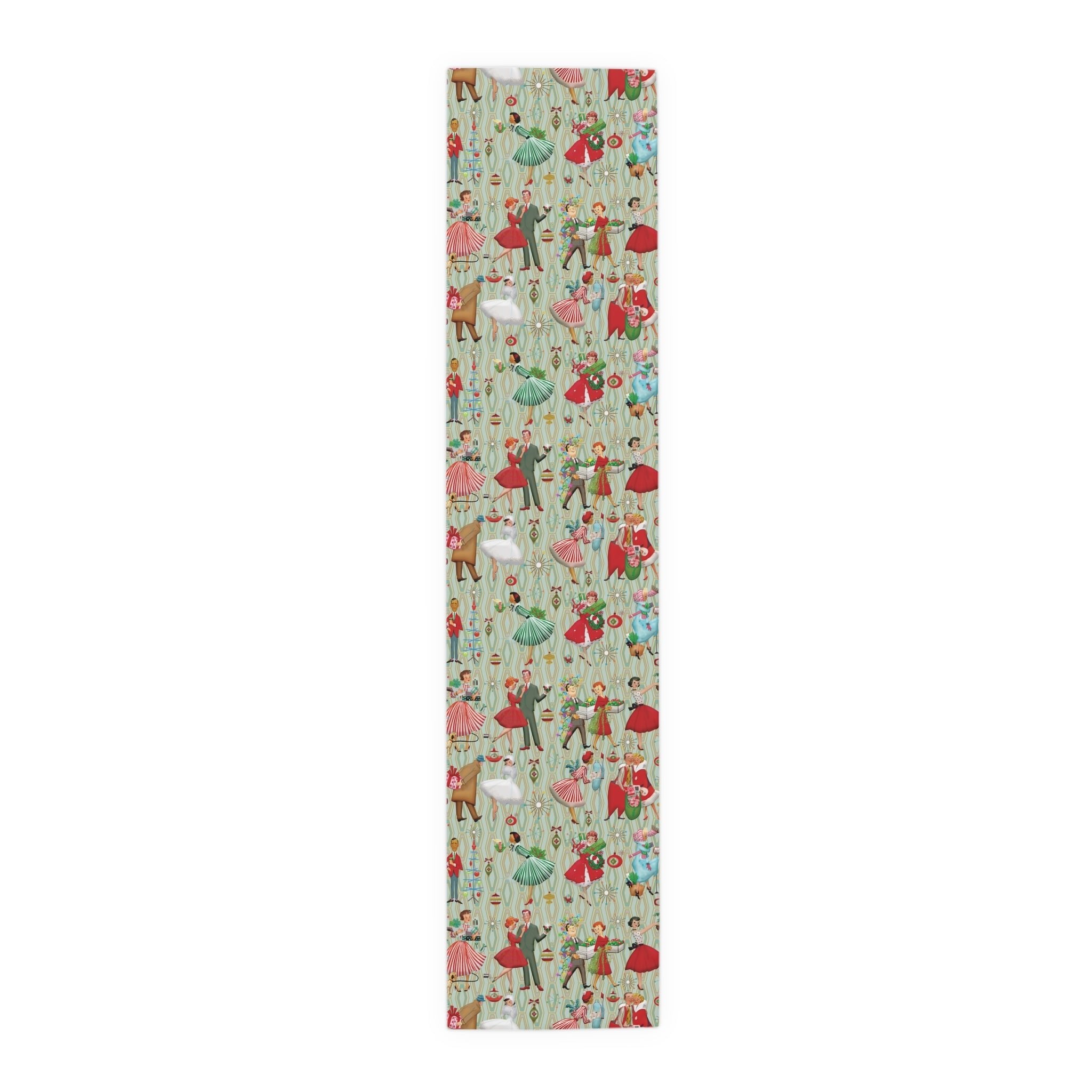 Kate McEnroe New York Mid Century Modern Christmas Table Runner, Retro Vintage 50s Holiday Dining LinenTable Runners28558370715194370352