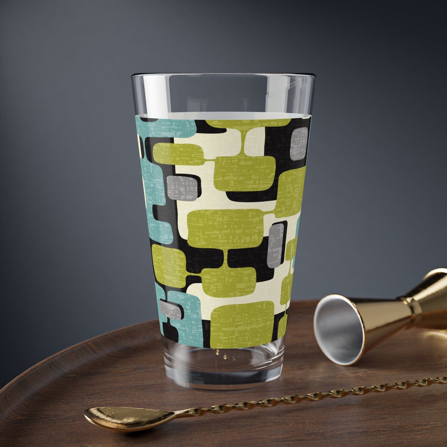 Kate McEnroe New York Mid Century Modern Cocktail Glass, Retro Drinkware, Geometric Pint GlassMixing Glasses16656397560836183106