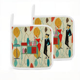 Kate McEnroe New York Mid Century Modern Cocktail Party Pot Holders, Kitschy MCM Set of 2Pot HoldersnXhalIB2du