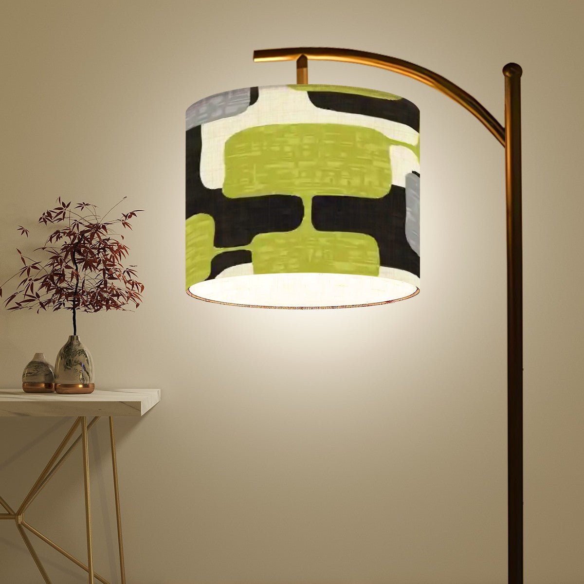 Kate McEnroe New York Mid Century Modern Color Block Arc Floor Lamp, Retro Teal, Lime Green, Gray, Black MCM Accent LightingFloor LampslYOQ0NrSaF