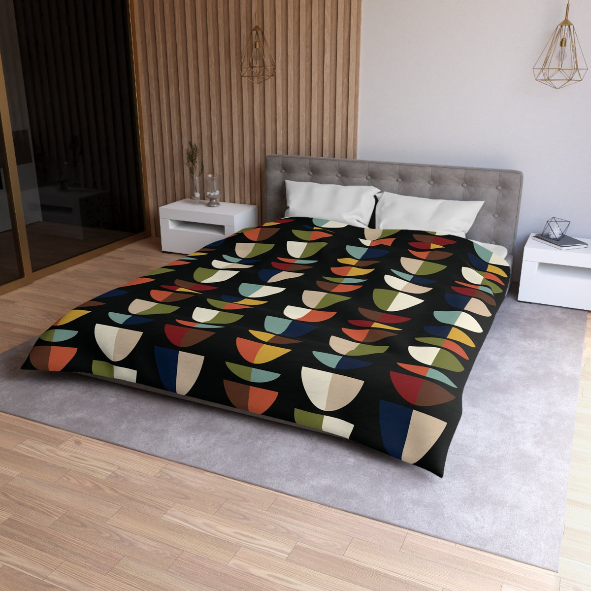 Kate McEnroe New York Mid Century Modern Colorful Abstract Duvet Cover, Geometric Retro Bedding, Modernist Bedroom DecorDuvet Covers96645383432157521713