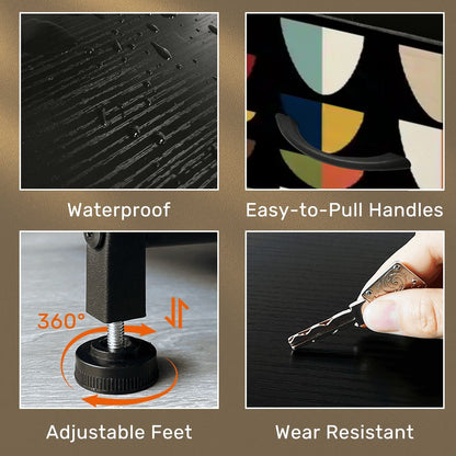 Kate McEnroe New York Mid Century Modern Colorful Boho Abstract Half Moon 4 Drawer DresserDressersuIi0V2QNk5