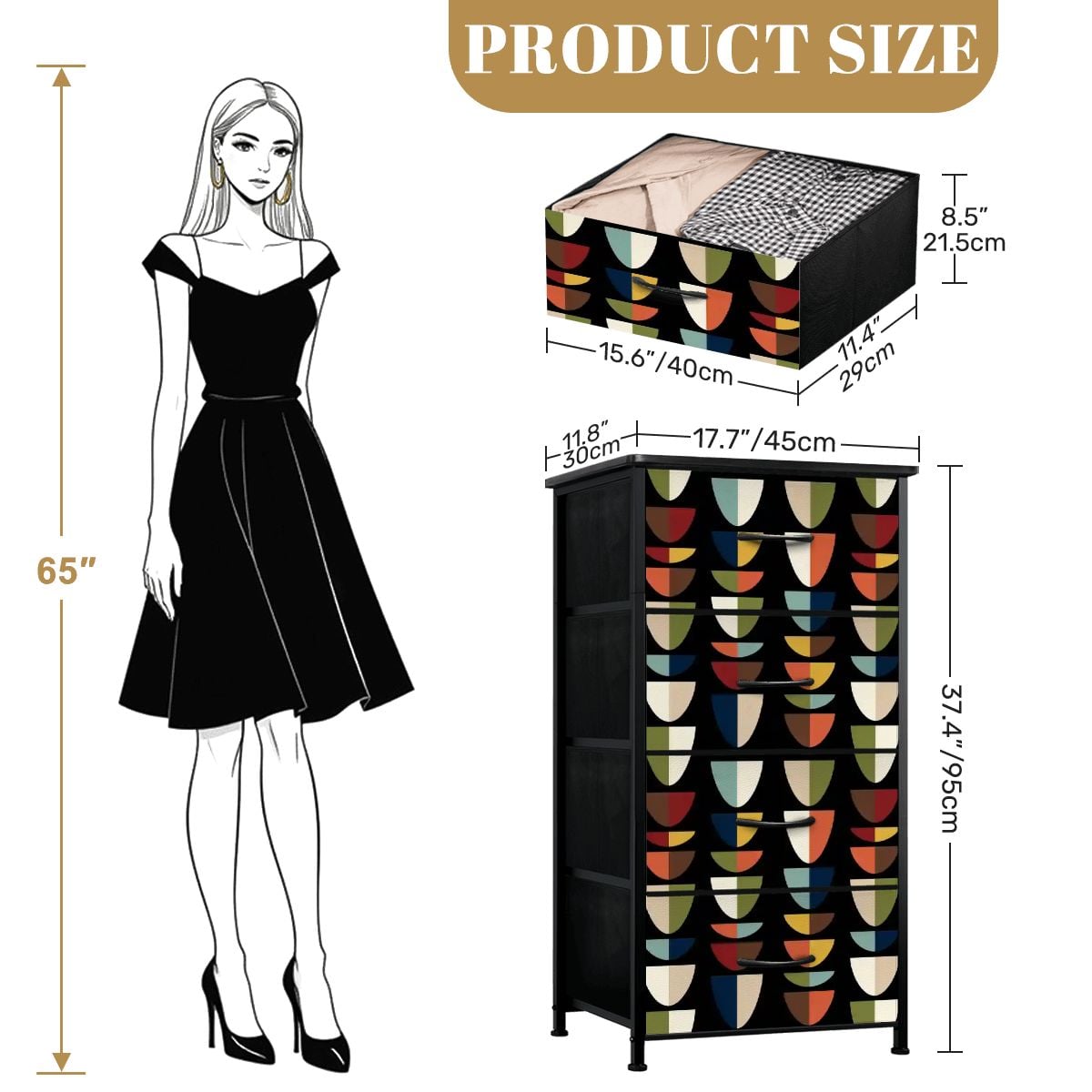 Kate McEnroe New York Mid Century Modern Colorful Boho Abstract Half Moon 4 Drawer DresserDressersuIi0V2QNk5