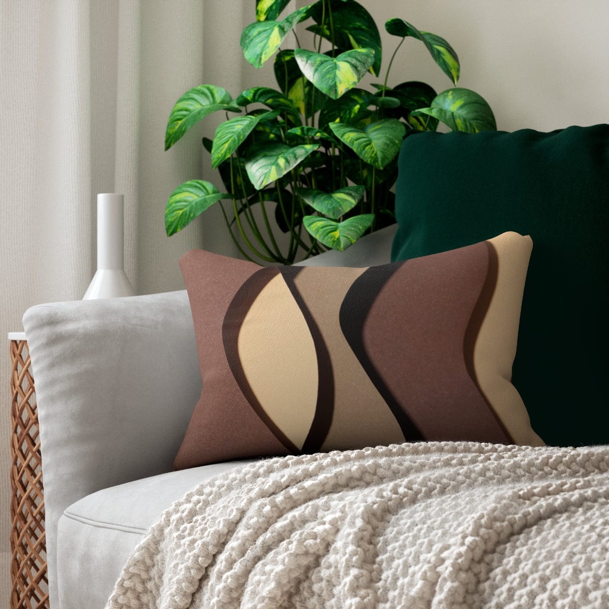 Kate McEnroe New York Mid Century Modern Colorful Wavy Geometric Lumbar Pillow Lumbar Pillows 20&quot; × 14&quot; 29210432401042602448