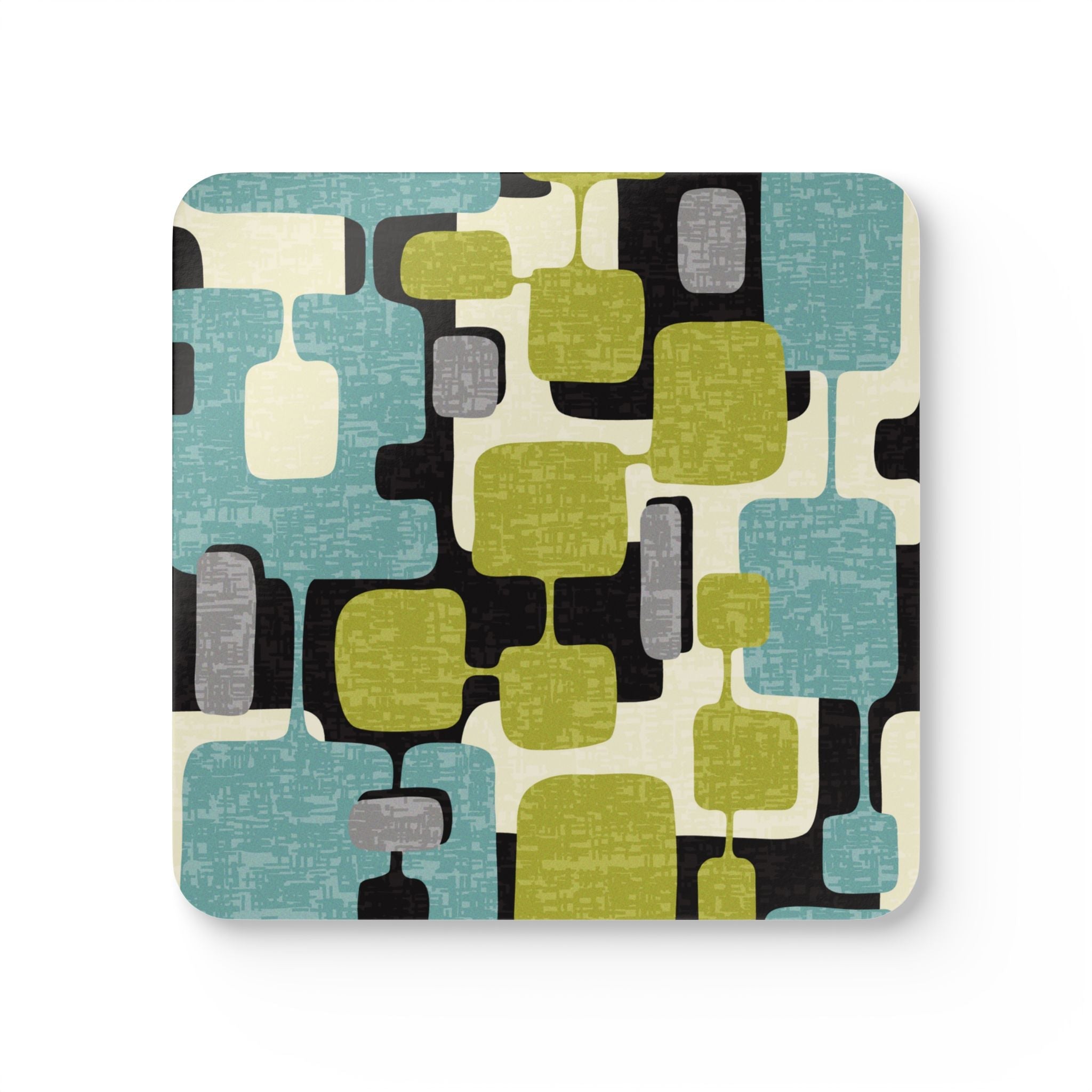 Kate McEnroe New York Mid Century Modern Corkwood Coasters, Set of 4, MCM 60s Geometric Abstract Kitchen DecorCoasters24829992040914097918