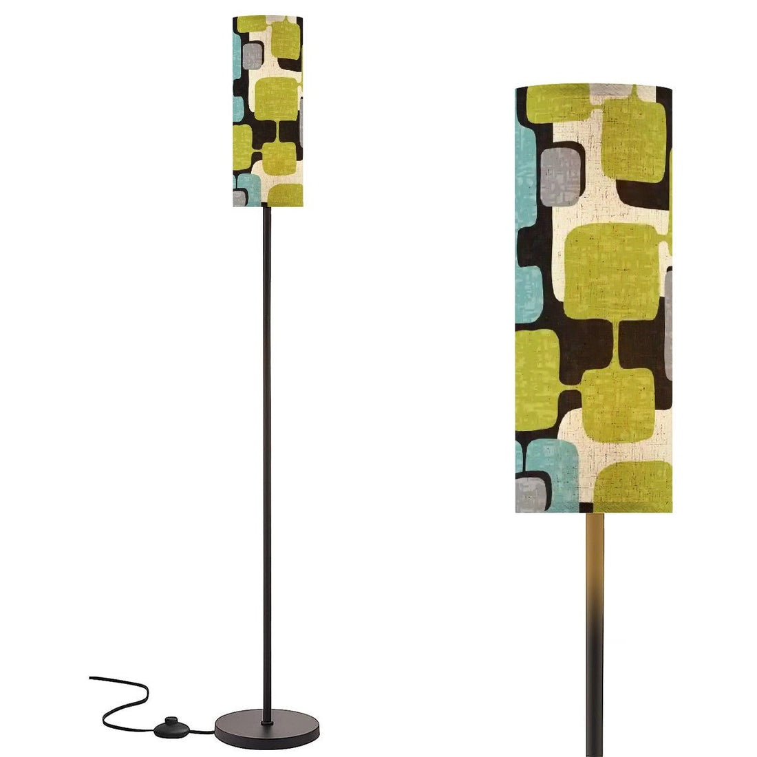 Kate McEnroe New York Mid Century Modern Cylinder Floor Lamp, Retro Geometric Mod Squares, 50s Abstract Accent LightingFloor LampsPmEVgfBOKA