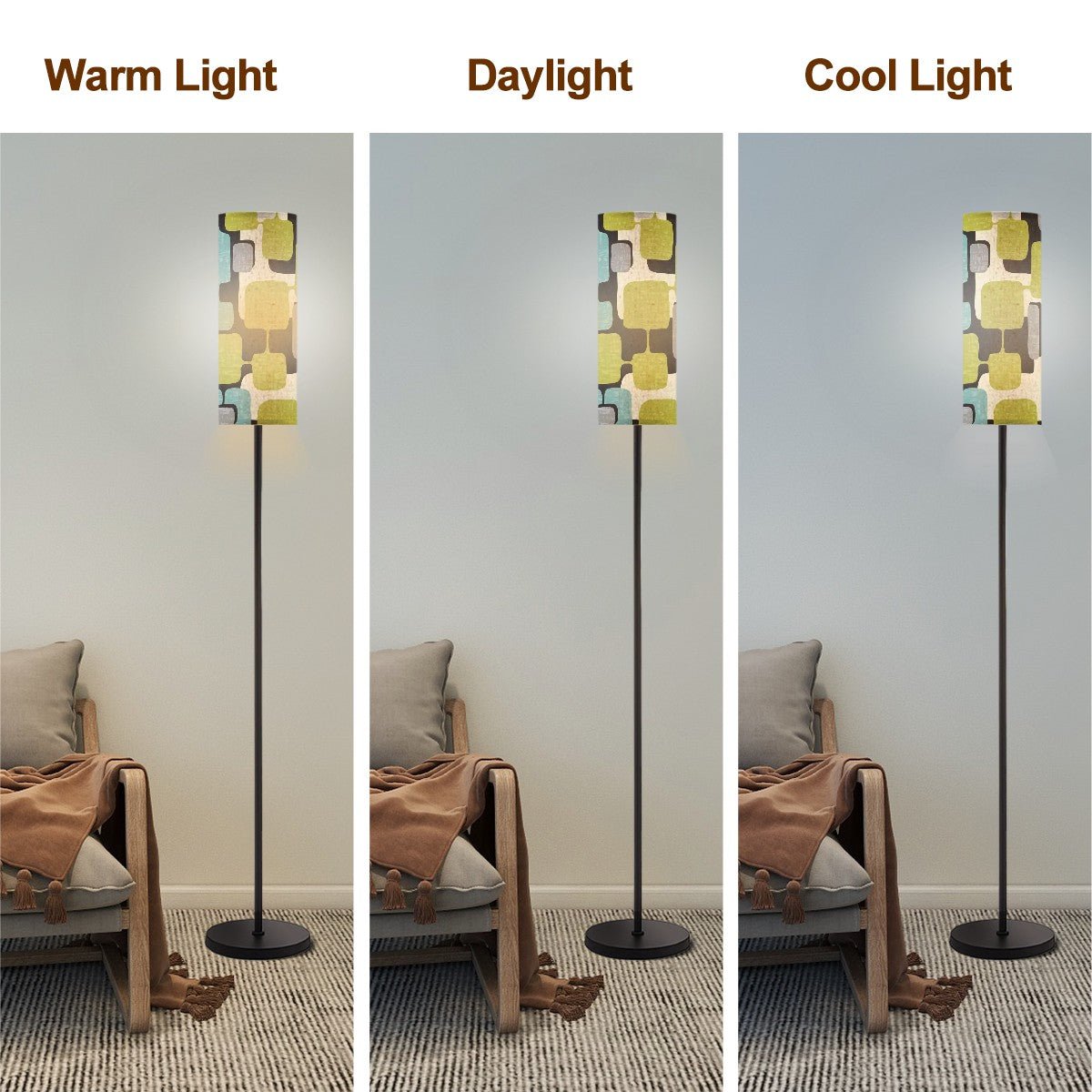Kate McEnroe New York Mid Century Modern Cylinder Floor Lamp, Retro Geometric Mod Squares, 50s Abstract Accent LightingFloor LampsPmEVgfBOKA