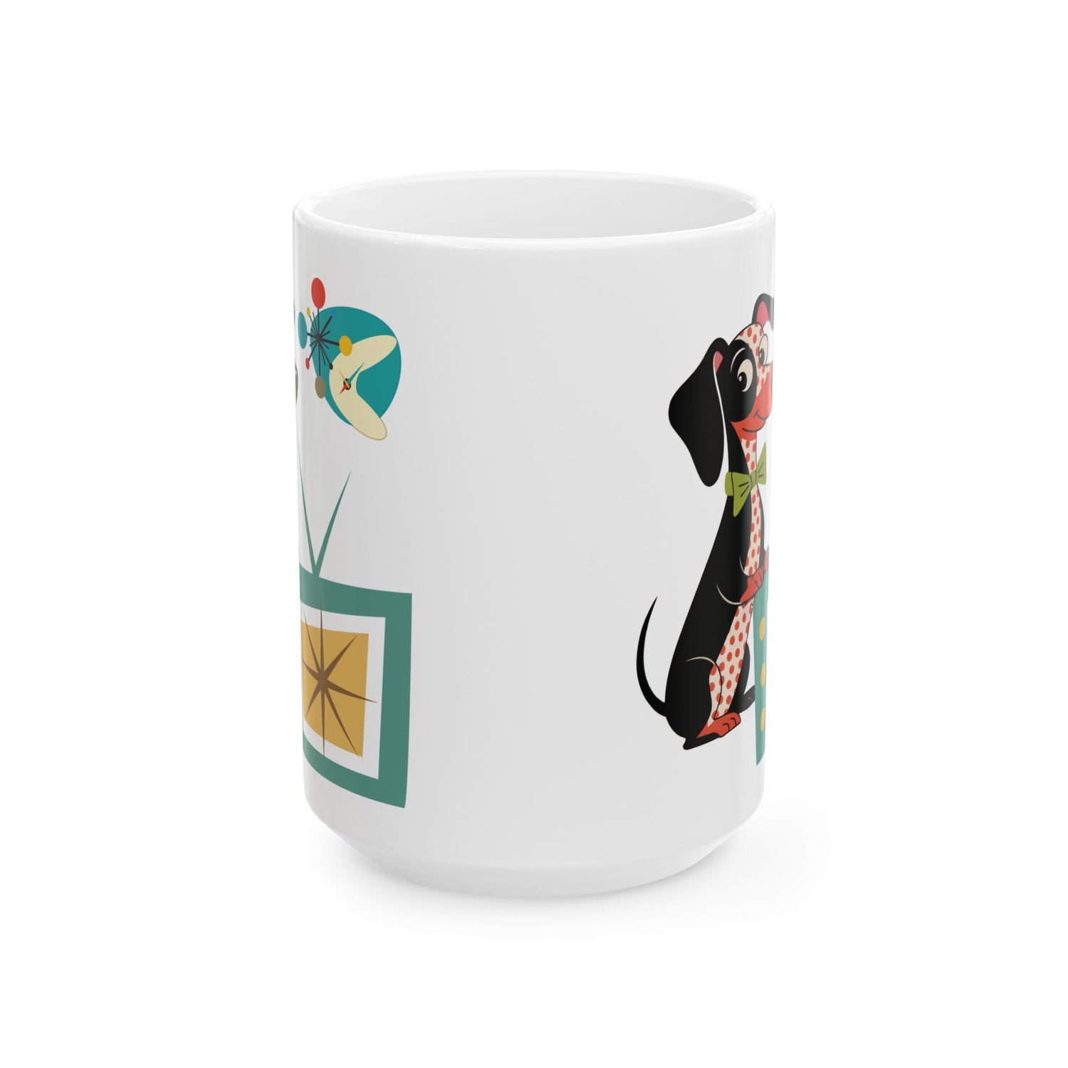 Kate McEnroe New York Mid Century Modern Dachshund Dog Mug, Retro TV Starburst Coffee CupMugs27475098491264008206
