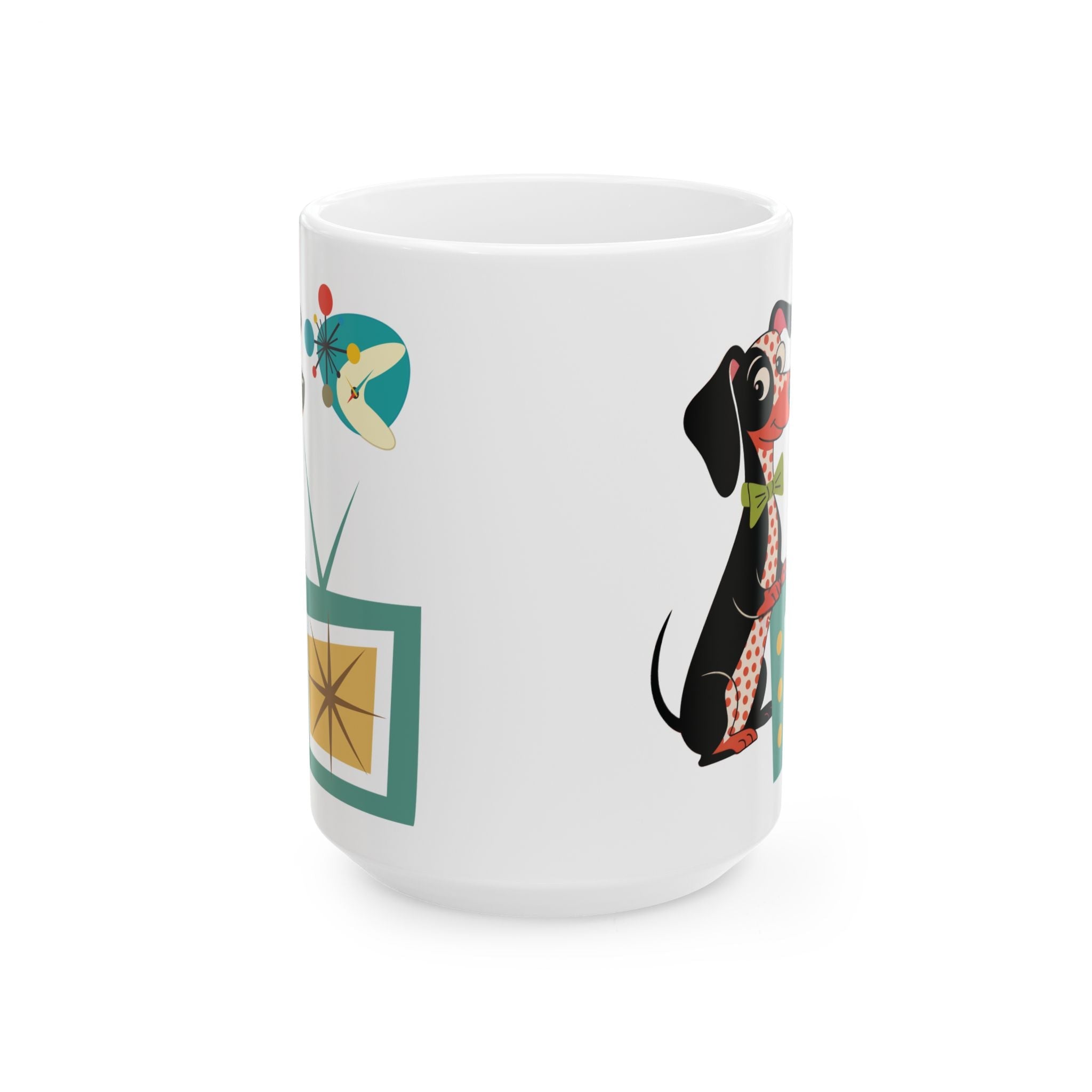 Kate McEnroe New York Mid Century Modern Dachshund Dog Mug, Retro TV Starburst Coffee CupMugs27475098491264008206