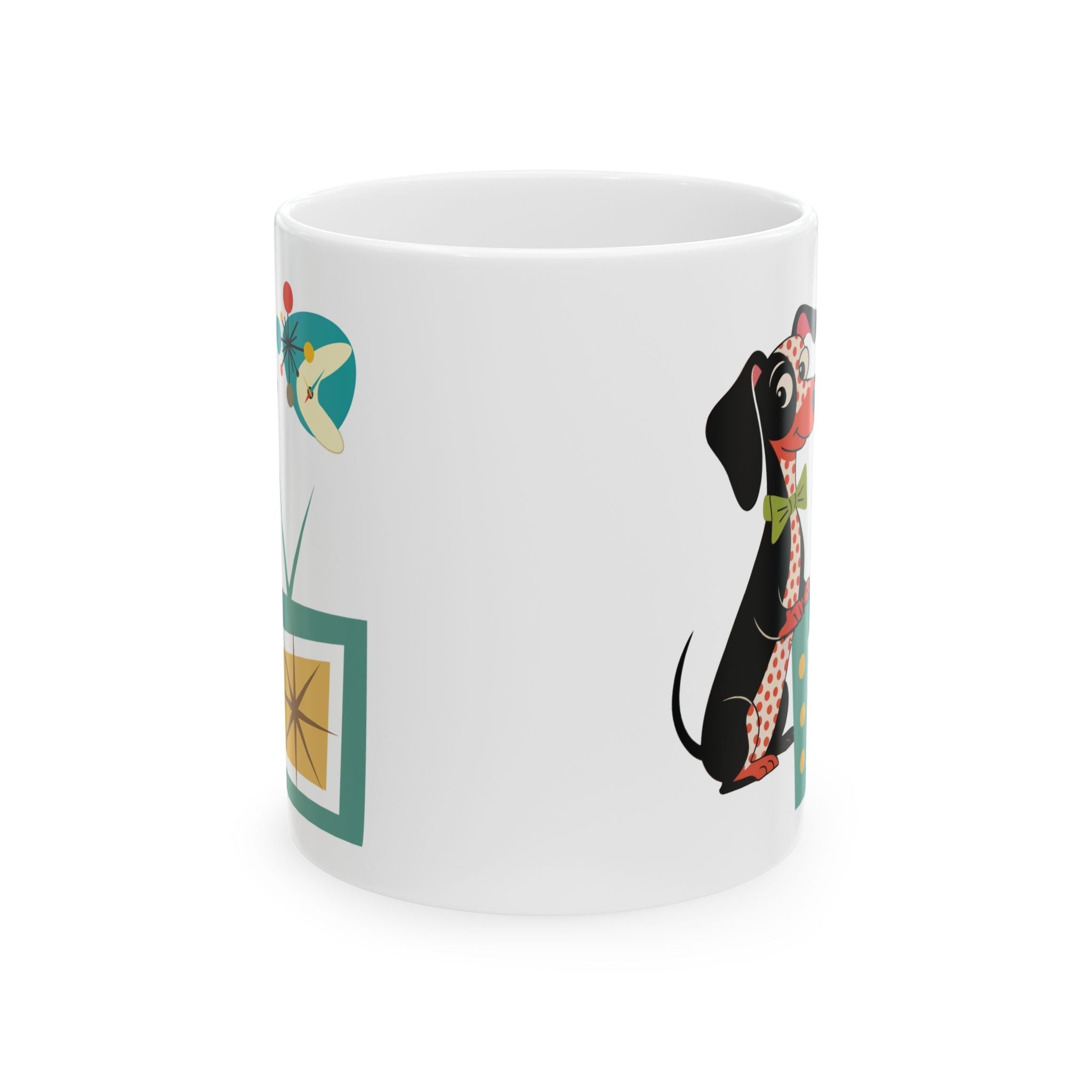 Kate McEnroe New York Mid Century Modern Dachshund Dog Mug, Retro TV Starburst Coffee CupMugs27475098491264008206