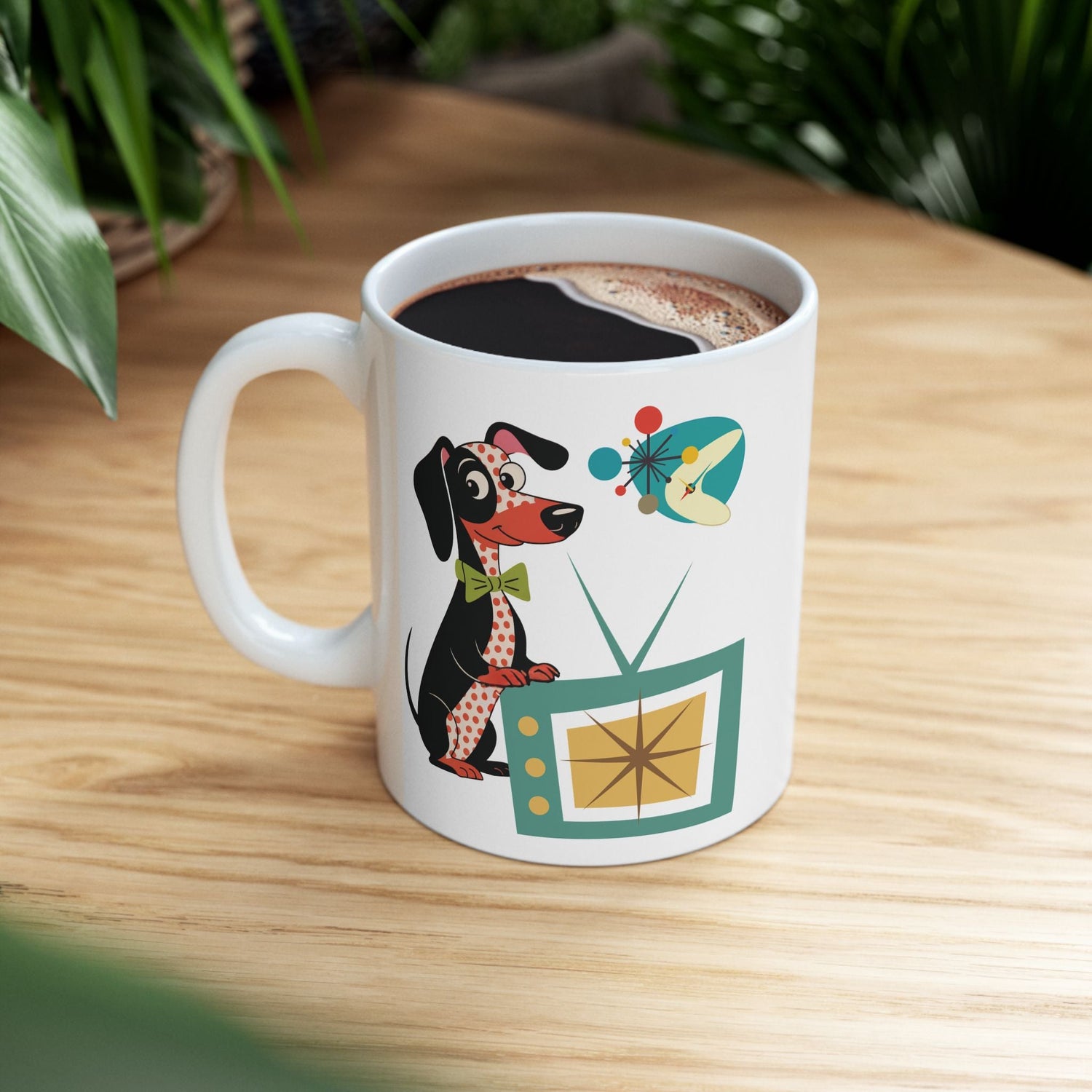 Kate McEnroe New York Mid Century Modern Dachshund Dog Mug, Retro TV Starburst Coffee CupMugs29807320508672240271
