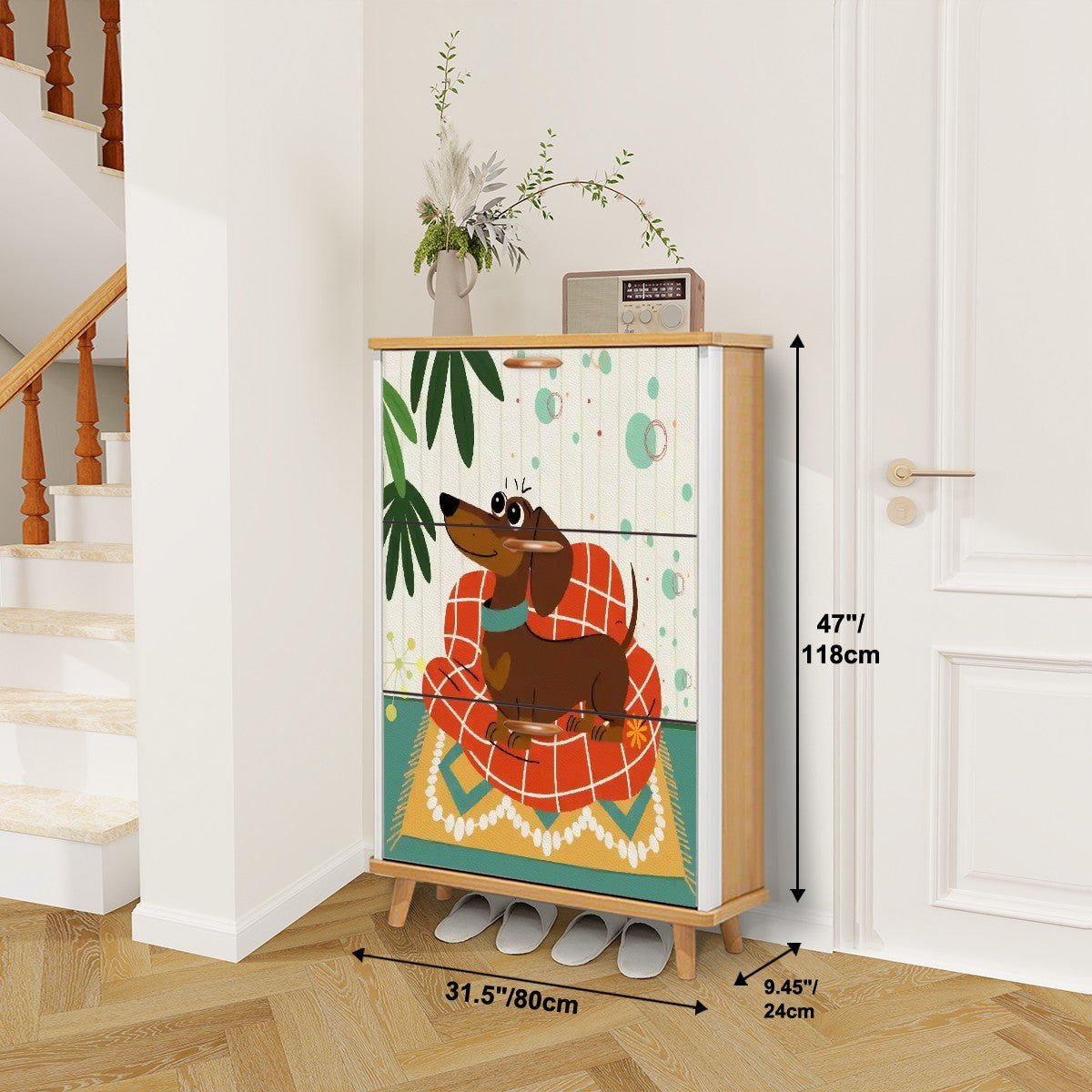 Kate McEnroe New York Mid Century Modern Dachshund Shoe Cabinet: Retro Kitsch Dog Accent StorageShoe StorageEP6kMNhetV