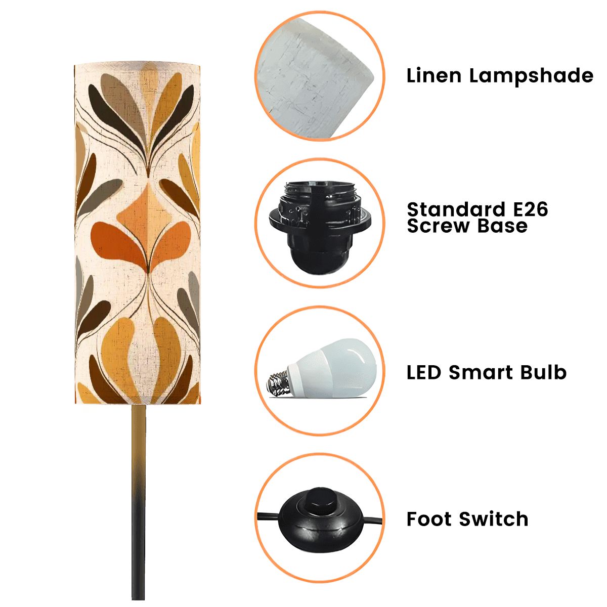 Kate McEnroe New York Mid Century Modern Danish Floral Floor Lamp, Retro Fall Accent LightSlim Floor LampsCTh4Ywxzvi