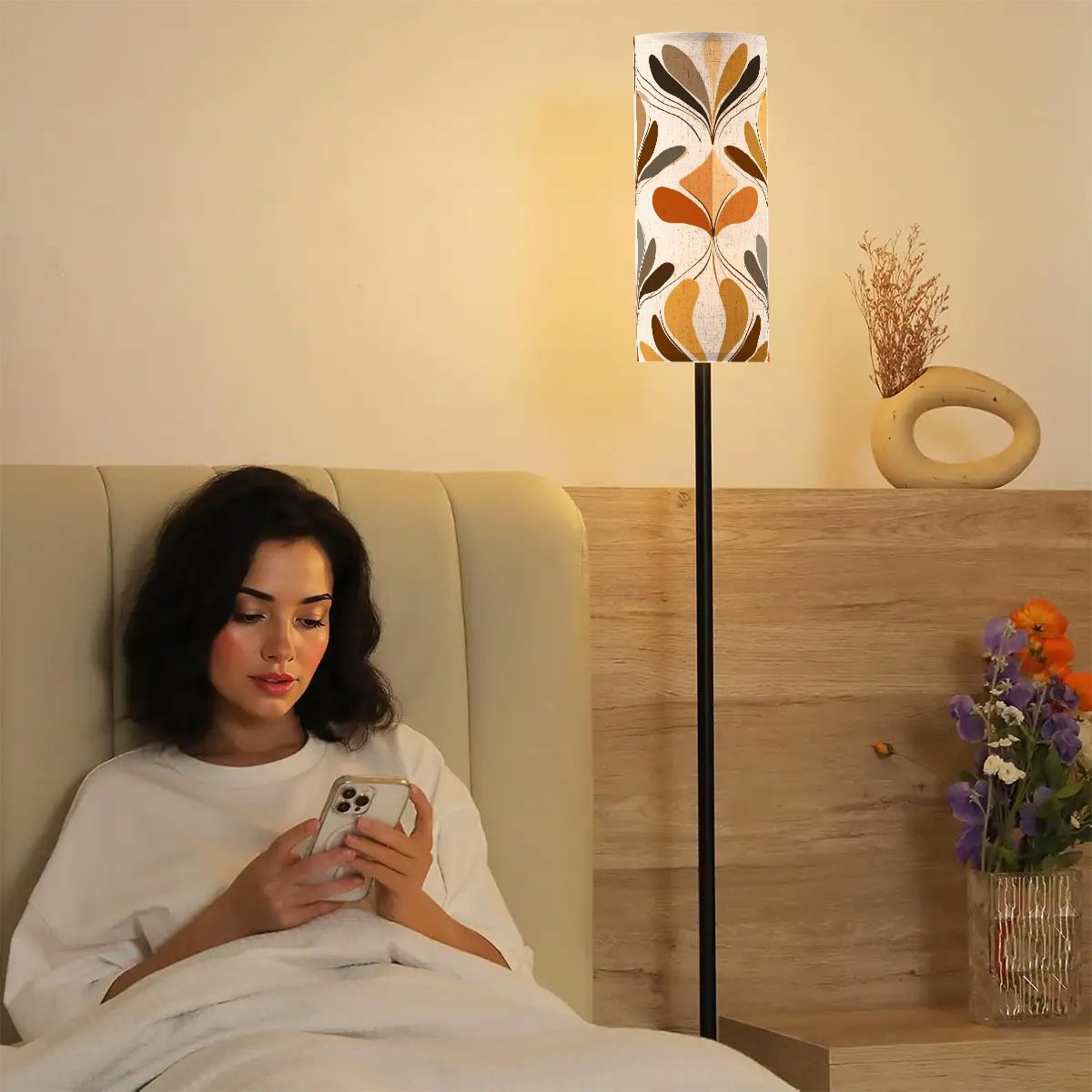 Kate McEnroe New York Mid Century Modern Danish Floral Floor Lamp, Retro Fall Accent LightSlim Floor LampsCTh4Ywxzvi