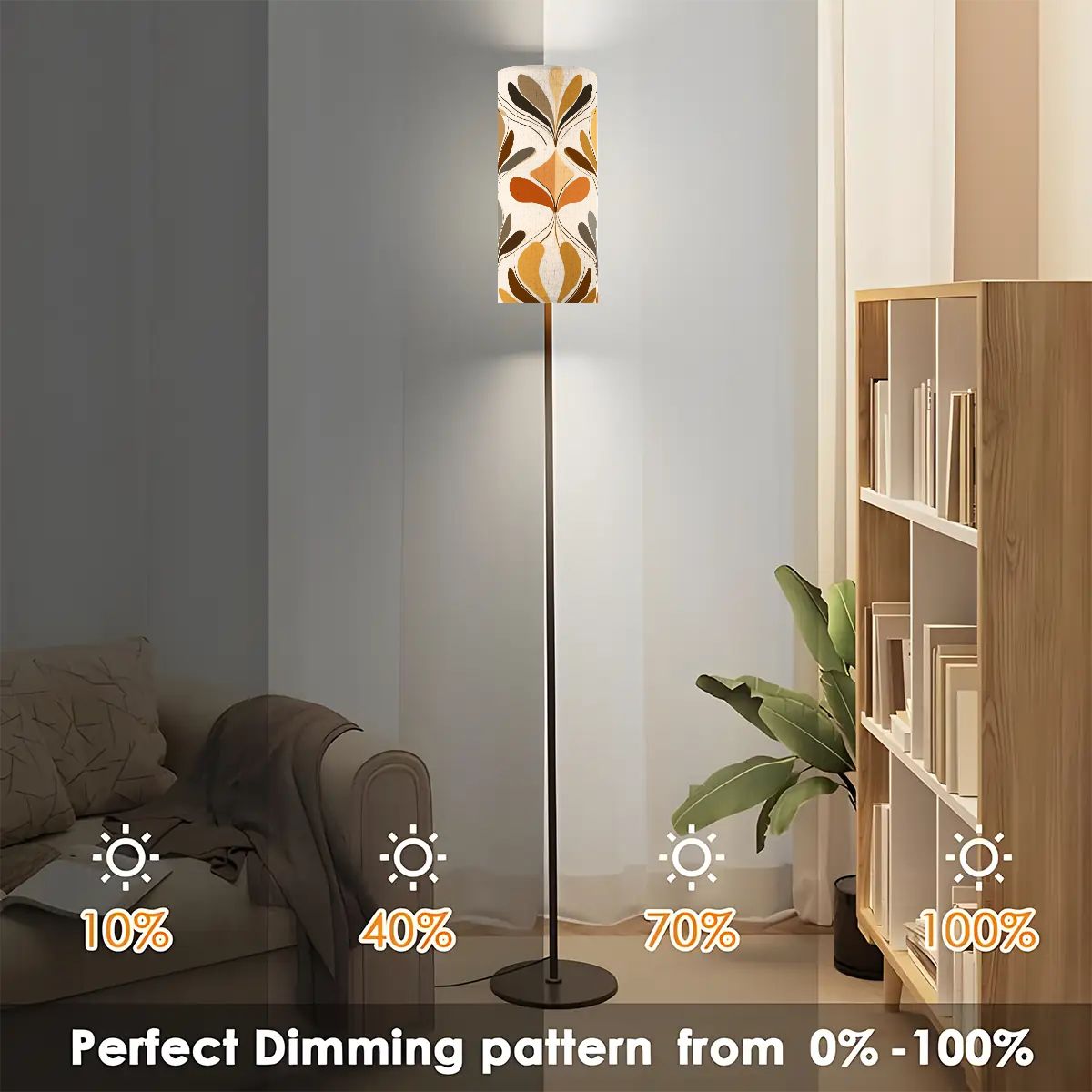 Kate McEnroe New York Mid Century Modern Danish Floral Floor Lamp, Retro Fall Accent LightSlim Floor LampsCTh4Ywxzvi