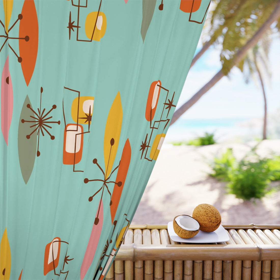 Kate McEnroe New York Mid Century Modern Diamond Starburst Blackout Curtain, Retro Geometric MCM Window PanelWindow Curtains27528219412000149384