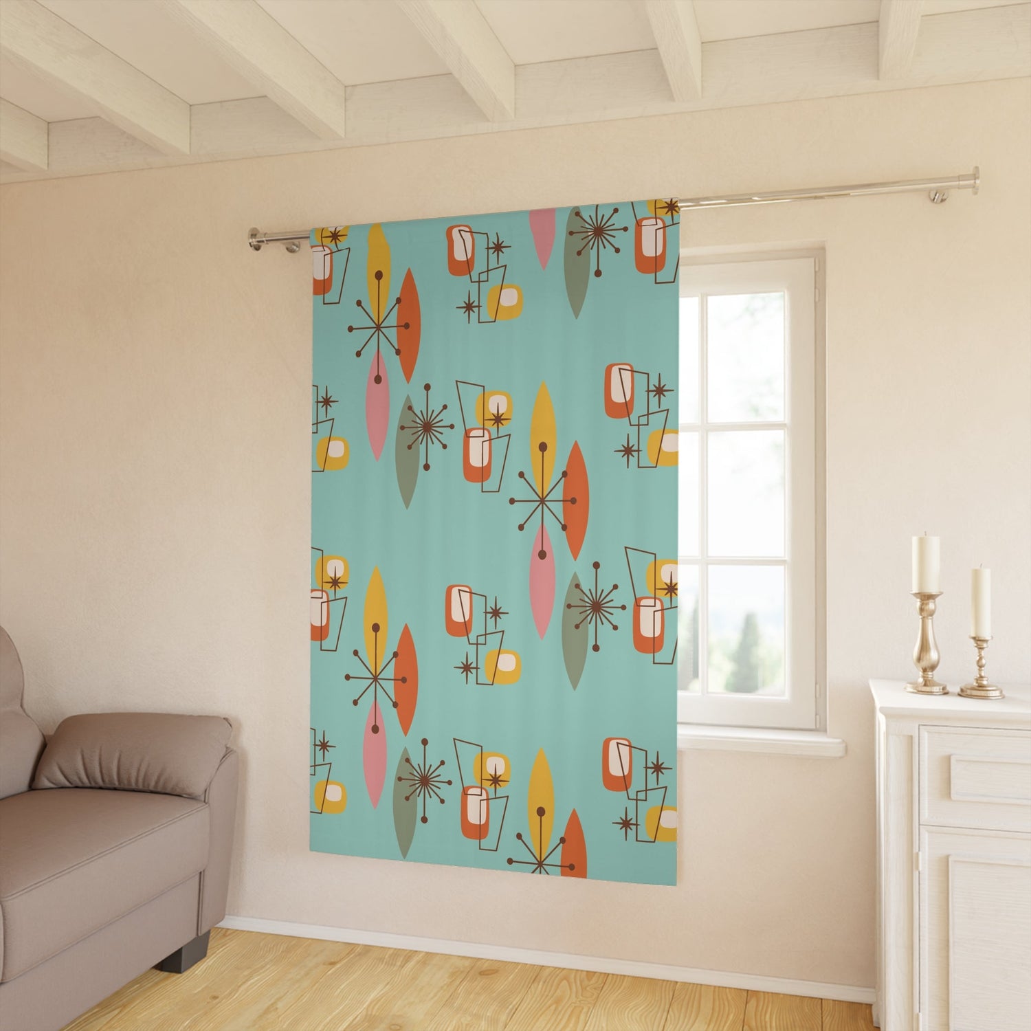 Kate McEnroe New York Mid Century Modern Diamond Starburst Blackout Curtain, Retro Geometric MCM Window PanelWindow Curtains27528219412000149384