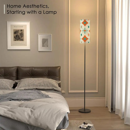 Kate McEnroe New York Mid Century Modern Diamond Starburst Lamp, Retro Orange Teal Floor LightFloor LampsxTzPeU4IWp