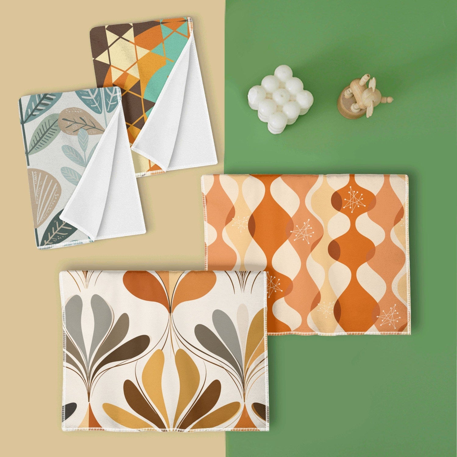 Kate McEnroe New York Mid Century Modern Dish Towel Set, Retro Scandinavian Geometric Kitchen LinensDish TowelsY572VGPW - 1