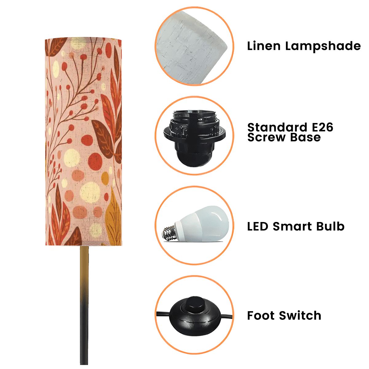 Kate McEnroe New York Mid Century Modern Fall Floor Lamp, Retro Autumn Leaf Accent LightSlim Floor Lamps1TELh1GCOP