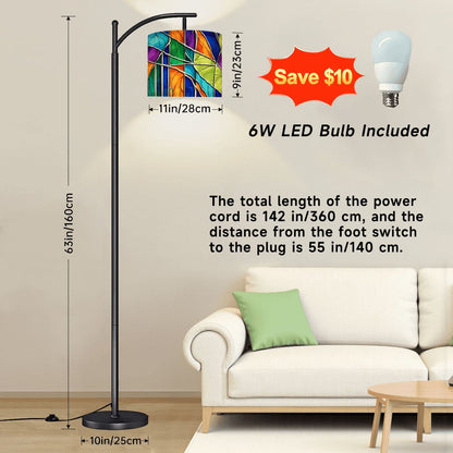 Kate McEnroe New York Mid Century Modern Faux Stained Glass Arc Floor LampArc Floor LampsDfy0hIa946